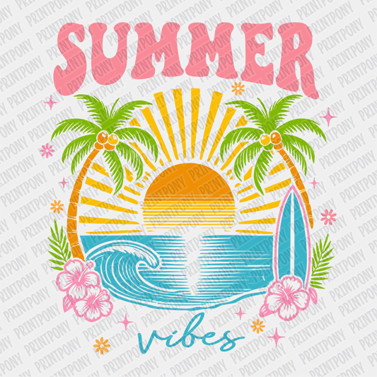 Summer Vibes Beach Scene - DTF transfer - PrintPony