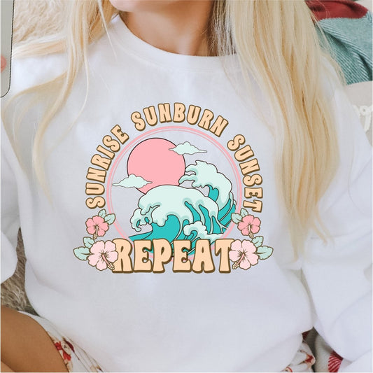 Sunrise, Sunburn, Sunset, Repeat - DTF transfer - PrintPony