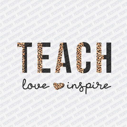 Teach, Love, Inspire (Leopard Print) - DTF Transfer - PrintPony®