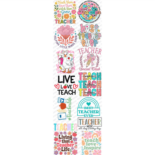 Teaching Is a Work of Heart Premade DTF Gang Sheet (22.5" x 72") - PrintPony®