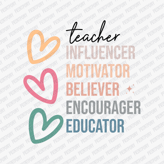 Teacher Influencer Motivator Believer DTF Transfer - PrintPony™