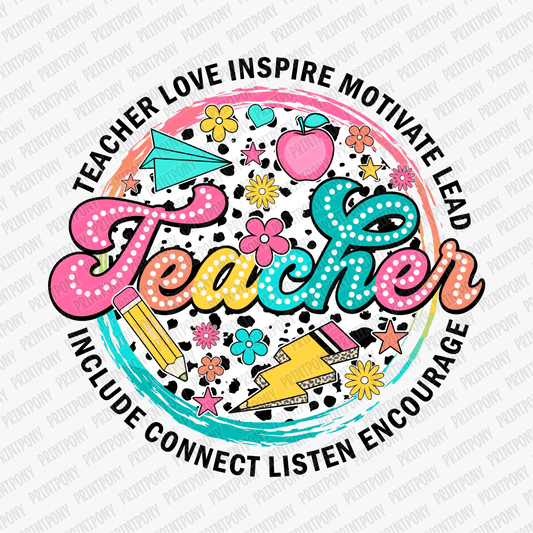 Teacher, Love, Inspire, Motivate DTF Transfer - PrintPony™