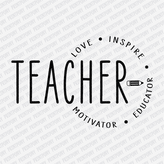 Teacher, Motivator, Educator (Black) - DTF Transfer - PrintPony®