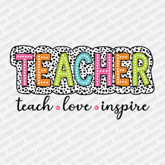 Teacher (Polka Dotted Dalmatian Text) - DTF Transfer - PrintPony®