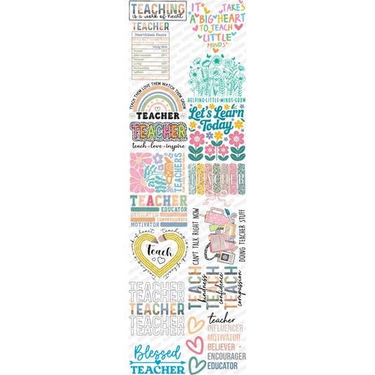 Teaching Is a Work of Heart Premade DTF Gang Sheet (22.5" x 72") - PrintPony®
