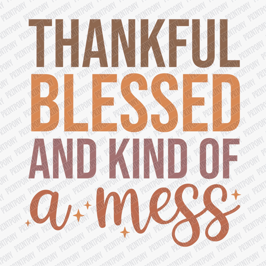 Thankful, Blessed, and Kind of a Mess DTF Transfer - PrintPony™