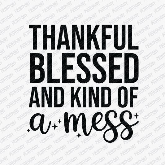 Thankful Blessed and Kind of a Mess - DTF Transfer