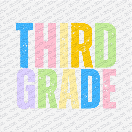 Third Grade Bright Pastel - DTF Transfer - PrintPony®