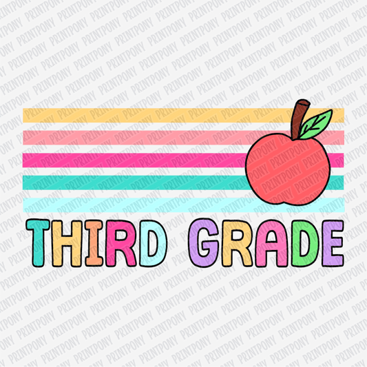 Third Grade Stripes - DTF Transfer - PrintPony®