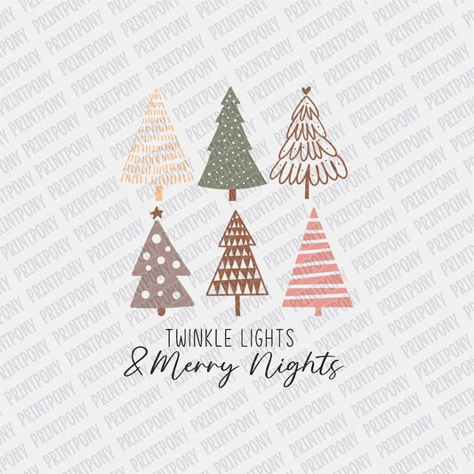 Twinkle Lights & Merry Nights Boho DTF transfer - Print Pony‚Ñ¢