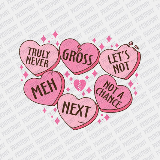 Valentine Candy Hearts DTF Transfer - PrintPony