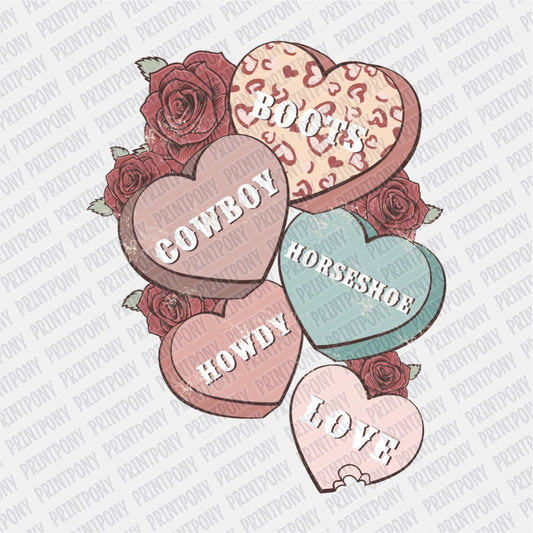 Western Hearts and Roses DTF Transfer - PrintPony
