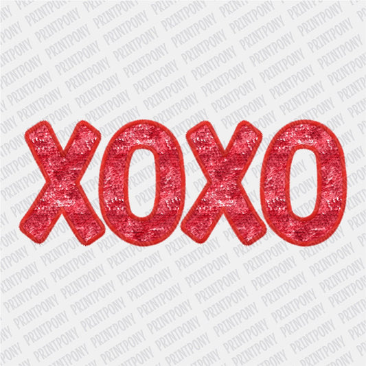 XOXO Red Valentines Faux Embroidery DTF Transfer - PrintPony