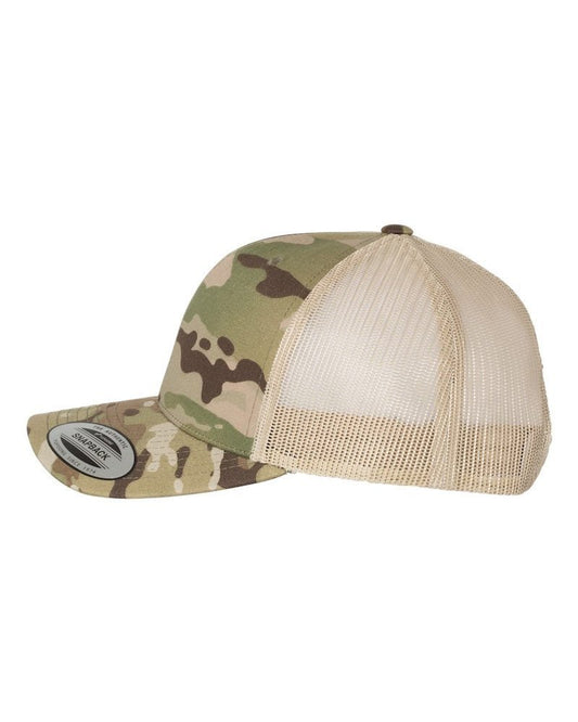 YP Classics 6606 Multicam Green & Khaki Camo Retro Trucker Hat - PrintPony