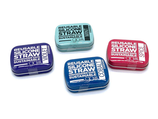 GoSili 8" Standard Collapsible + Reusable Silicone Drinking Straw with Travel Case - PrintPony