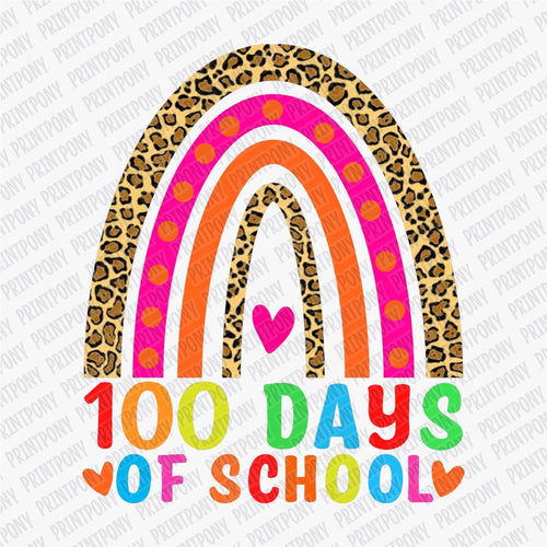 100 Days of School Leopard Rainbow DTF Transfer - PrintPony