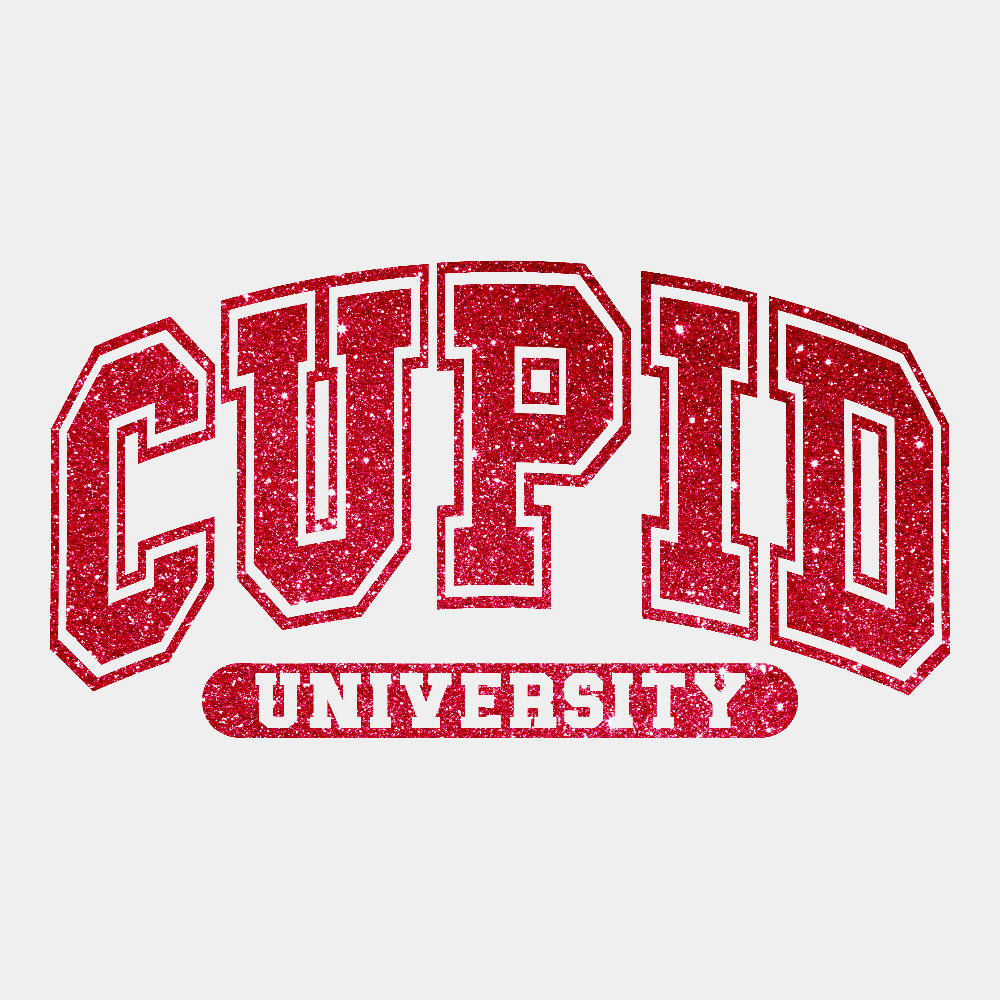 Cupid University Faux Glitter - Ready to Press DTF Transfer with sleeve - Print Pony