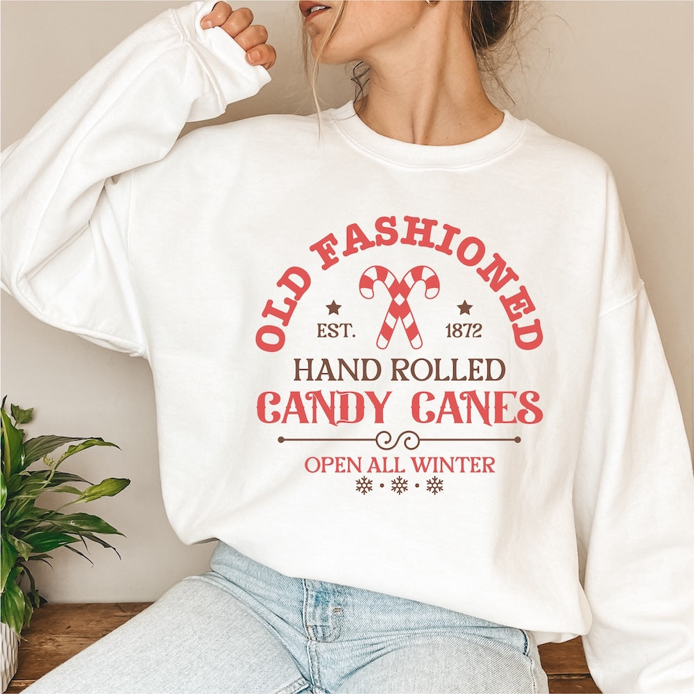 Old Fashioned Hand Rolled Candy Canes DTF transfer