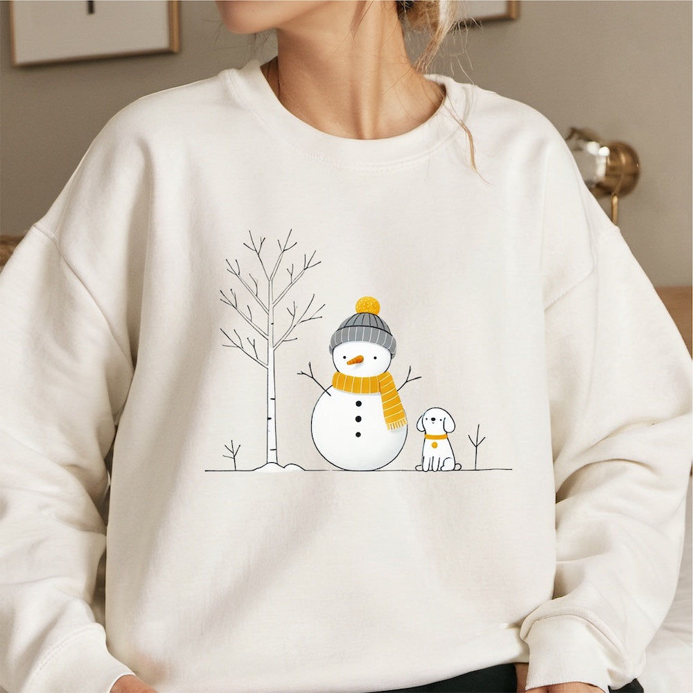 Snowman and Dog DTF transfer