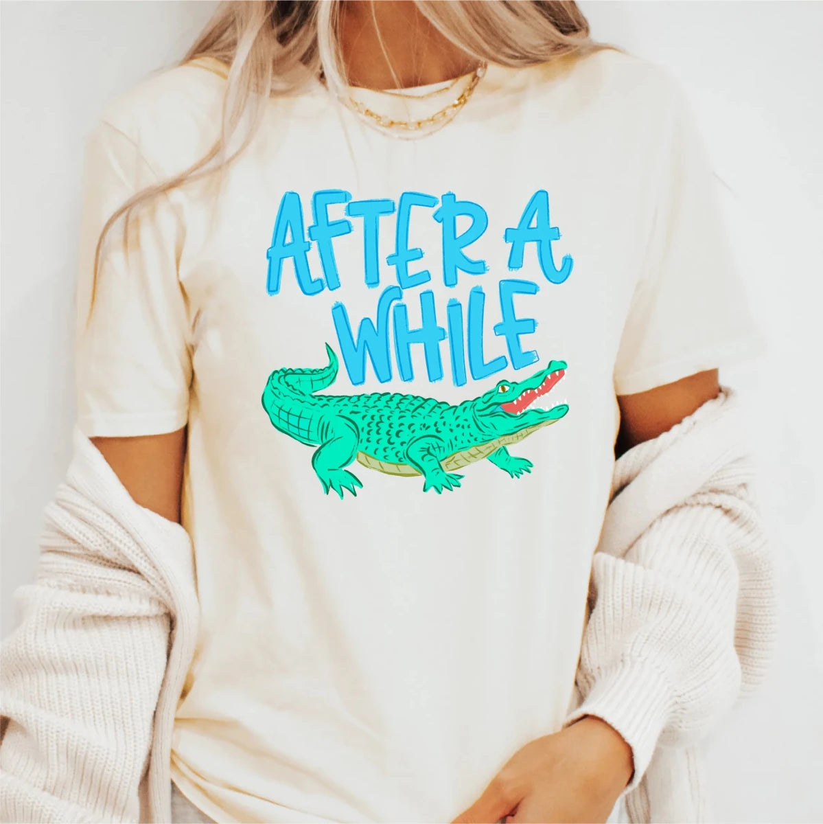 After While Crocodile DTF transfer - Blue - PrintPony