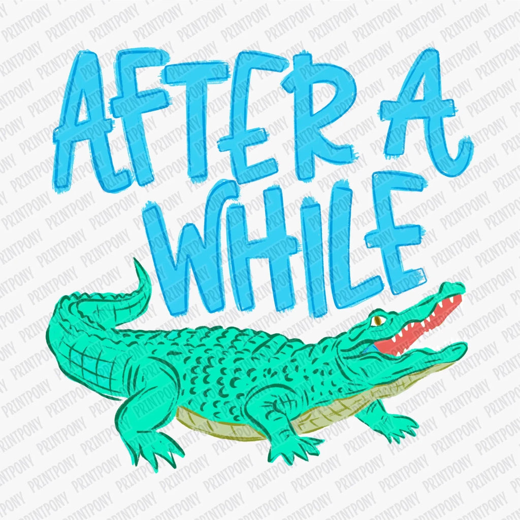 After While Crocodile DTF transfer - Blue - PrintPony