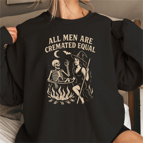 All Men are Cremated Equal Halloween DTF Transfer (Beige) - PrintPony