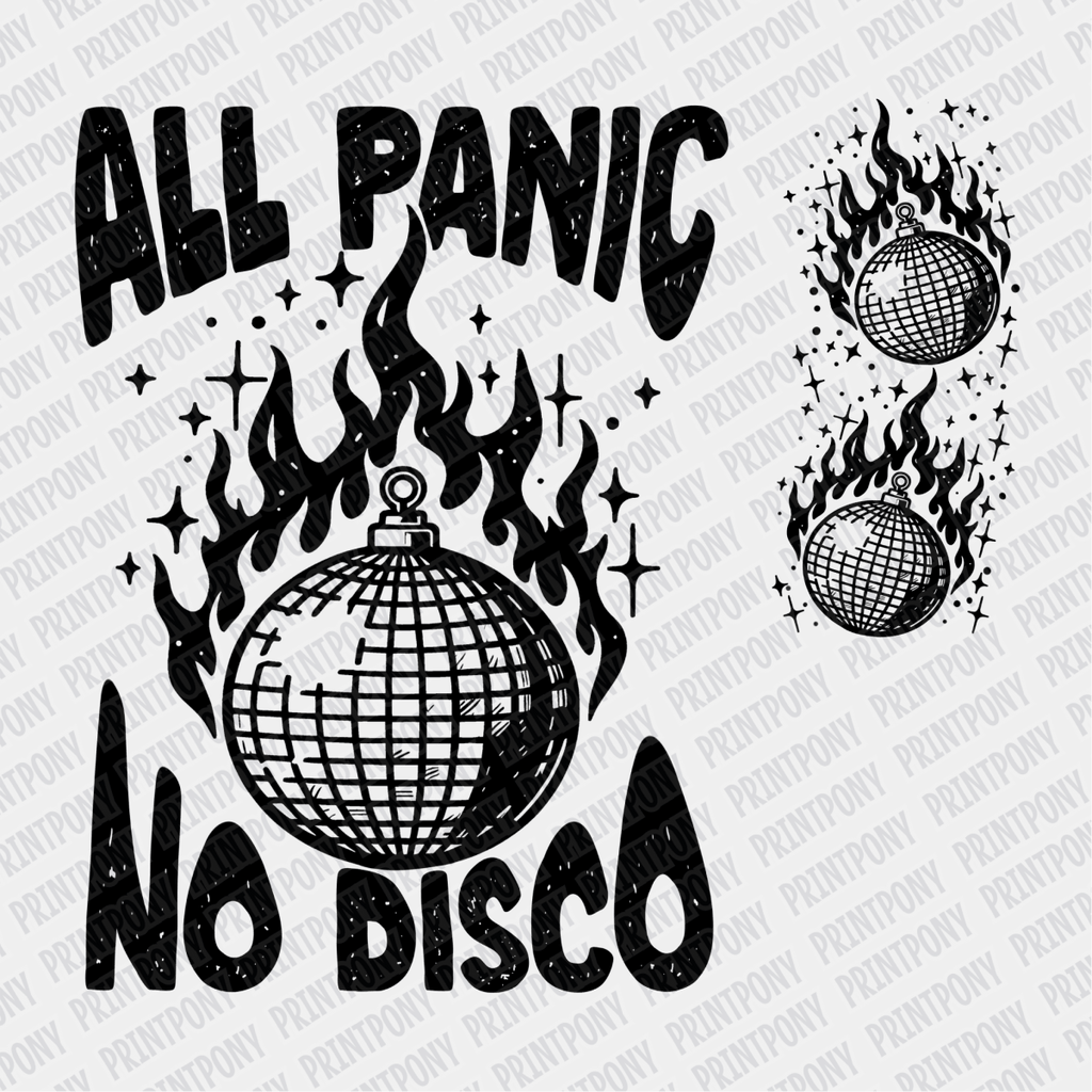 All Panic, No Disco (with sleeve design) DTF Transfer - PrintPony
