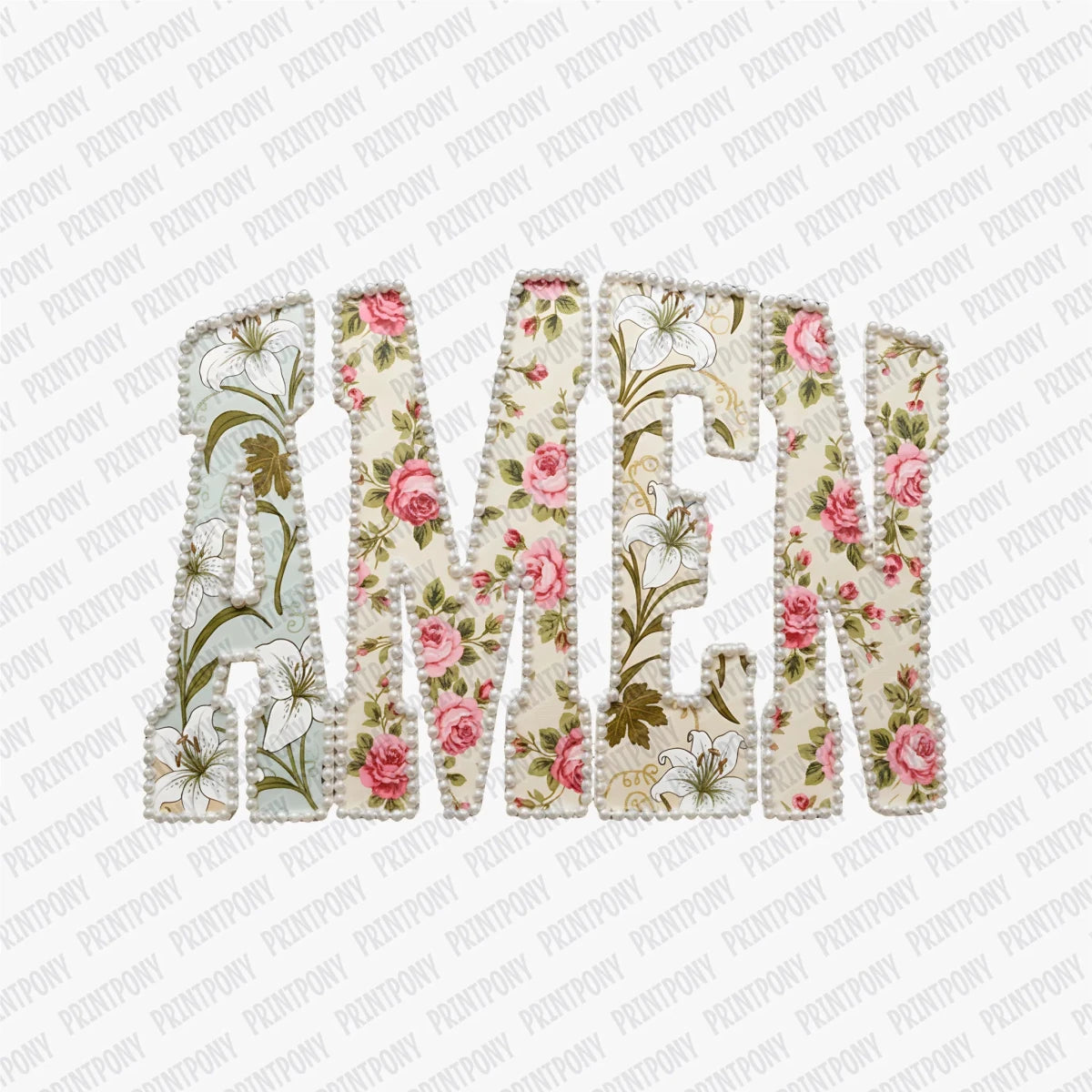 Amen Floral Coquette DTF Transfer - PrintPony