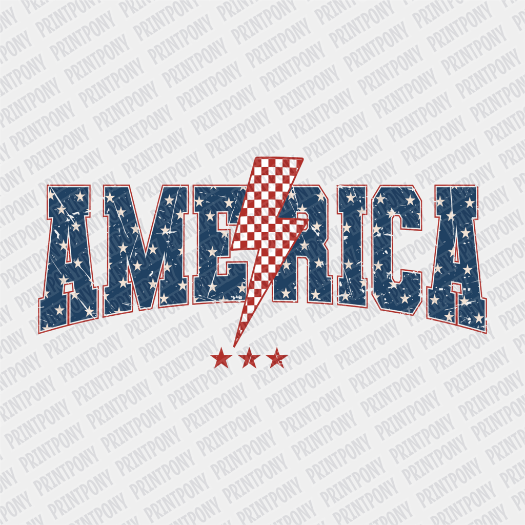 America checked DTF Transfer, Ready to Press - PrintPony