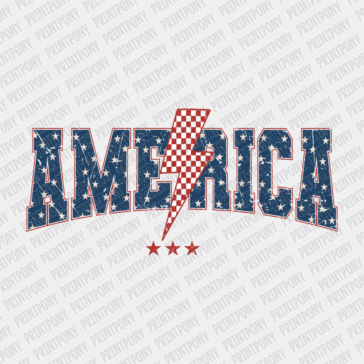 America checked DTF Transfer, Ready to Press - PrintPony