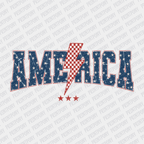 America checked DTF Transfer, Ready to Press - PrintPony