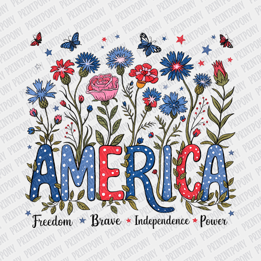 America Floral Patriotic DTF transfer - PrintPony
