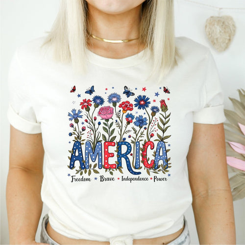 America Floral Patriotic DTF transfer - PrintPony