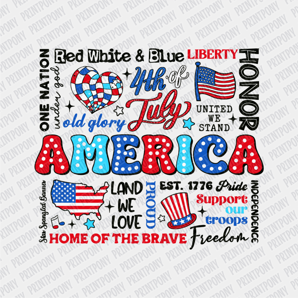 America, Home of the Brave - Patriotic DTF transfer - PrintPony