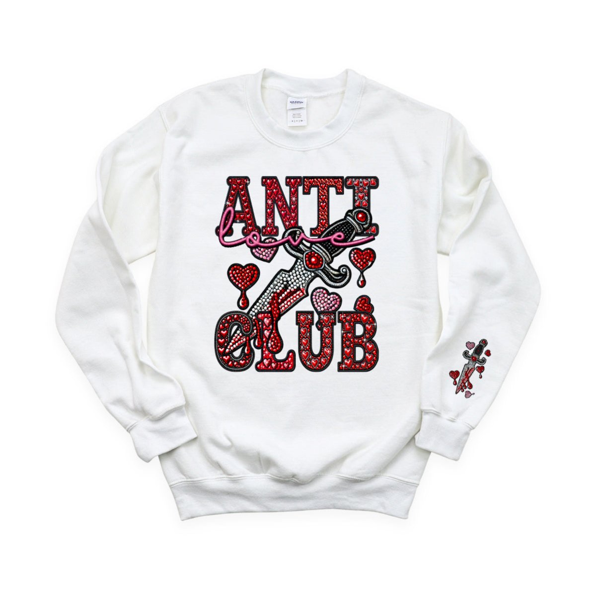 Anti - love Club Faux Rhinestones with Sleeve Design DTF Transfer - Print Pony™