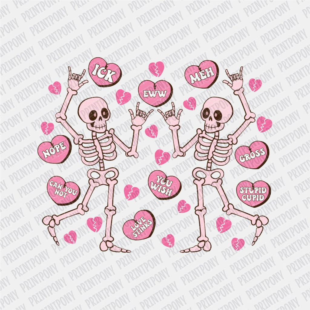 Anti - Valentine Skeletons DTF Transfer - PrintPony