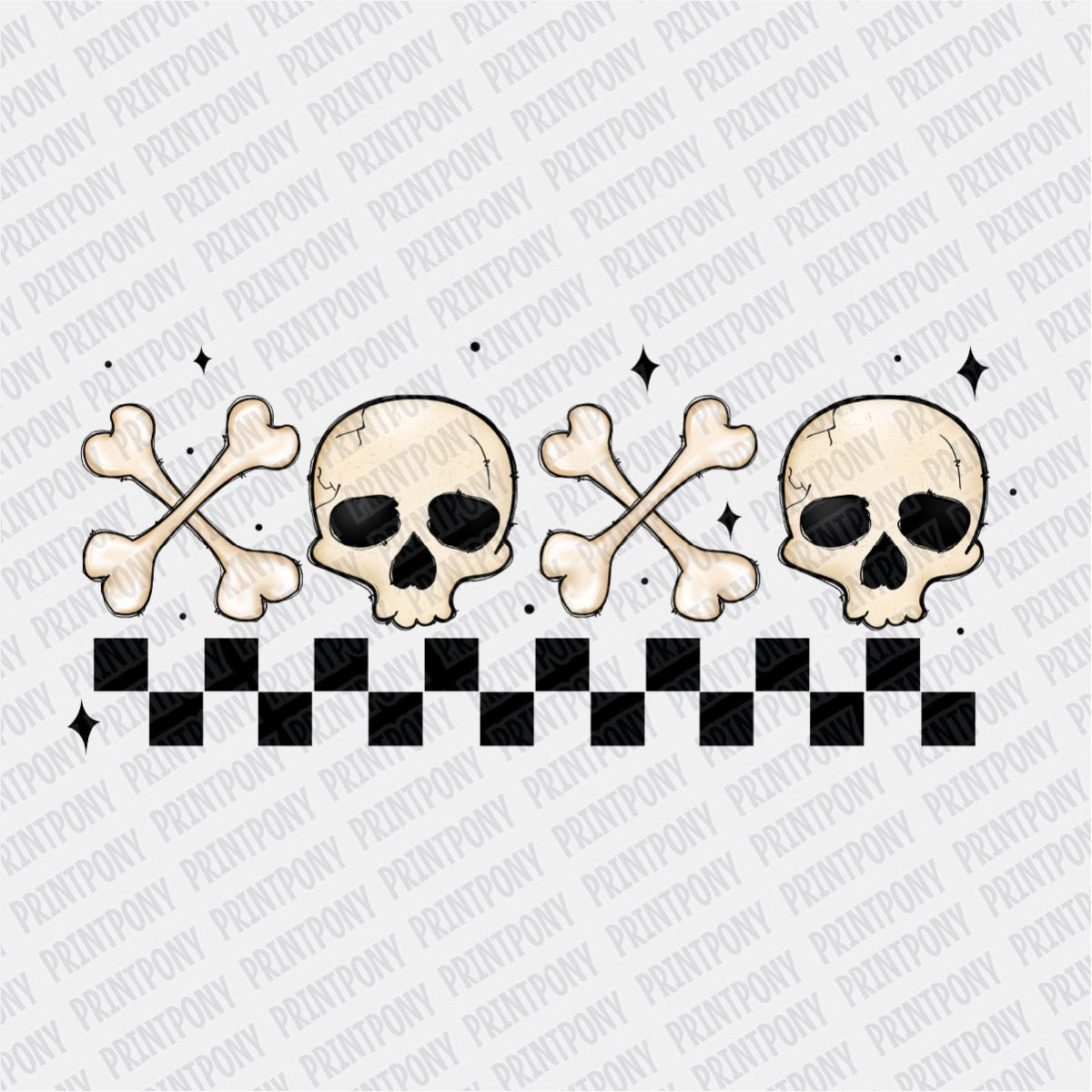 Anti - Valentine Skulls with Cross - bones DTF Transfer - PrintPony