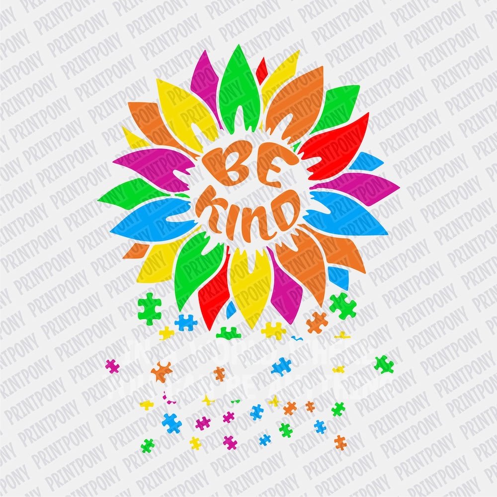 Autism Be Kind Flower DTF Transfer - PrintPony