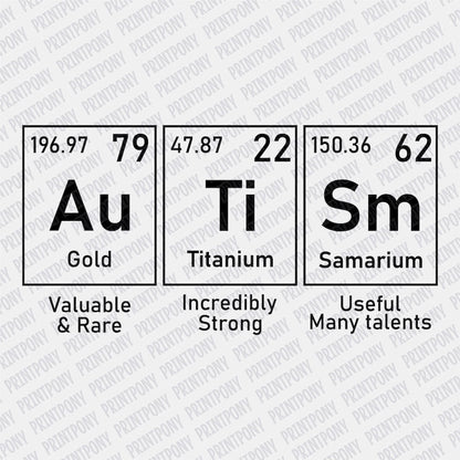 Autism Periodic Table (Black) DTF Transfer - Print Pony‚Ñ¢