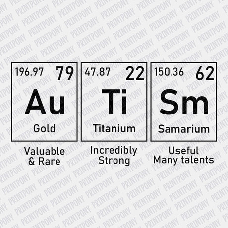 Autism Periodic Table (Black) DTF Transfer - Print Pony‚Ñ¢