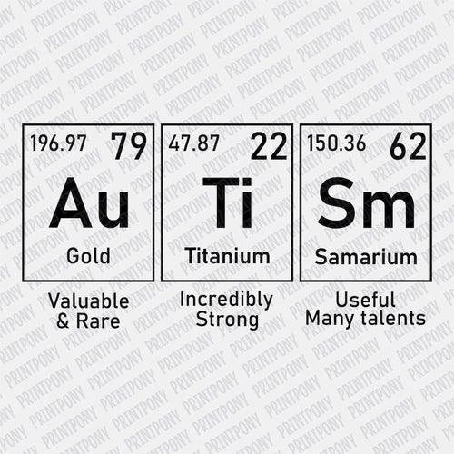 Autism Periodic Table (Black) DTF Transfer - Print Pony‚Äö√ë¬¢