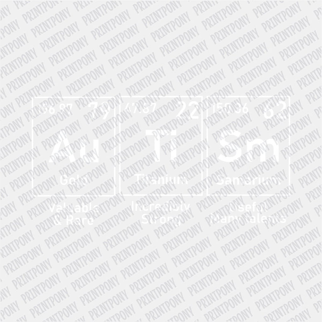 Autism Periodic Table (White) DTF Transfer - PrintPony