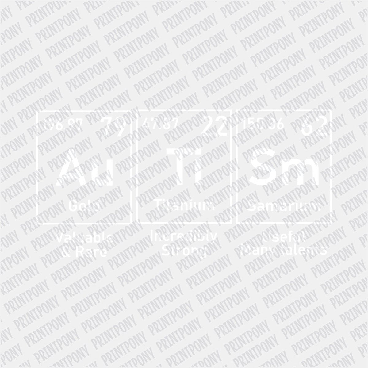 Autism Periodic Table (White) DTF Transfer - PrintPony