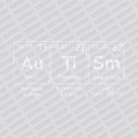 Autism Periodic Table (White) DTF Transfer - Print Pony™