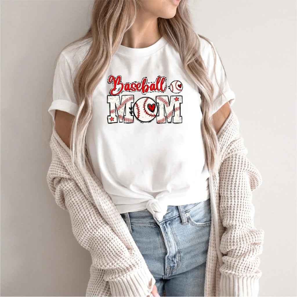 Baseball Mom Red and White DTF Transfer - PrintPony