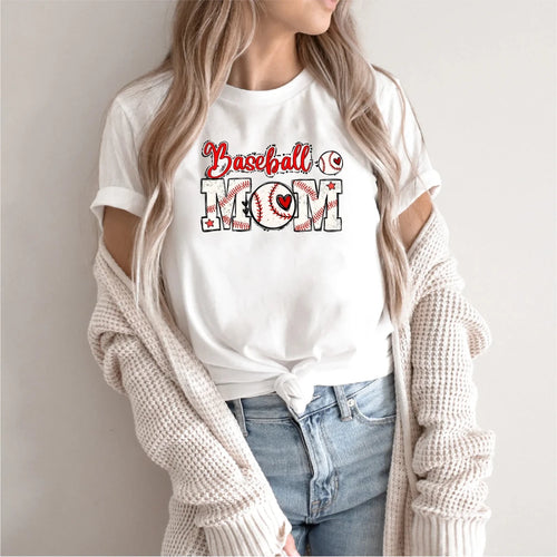 Baseball Mom Red and White DTF Transfer - PrintPony