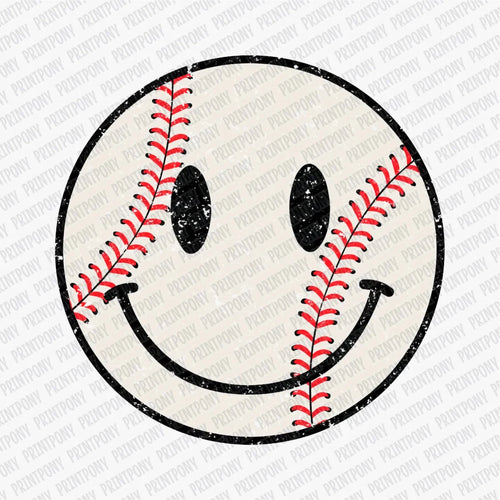 Baseball Smiley Face DTF Transfer - PrintPony