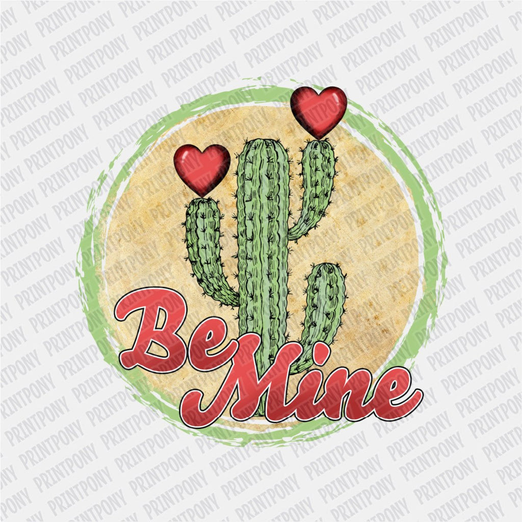 Be Mine Cactus with Hearts DTF Transfer - PrintPony