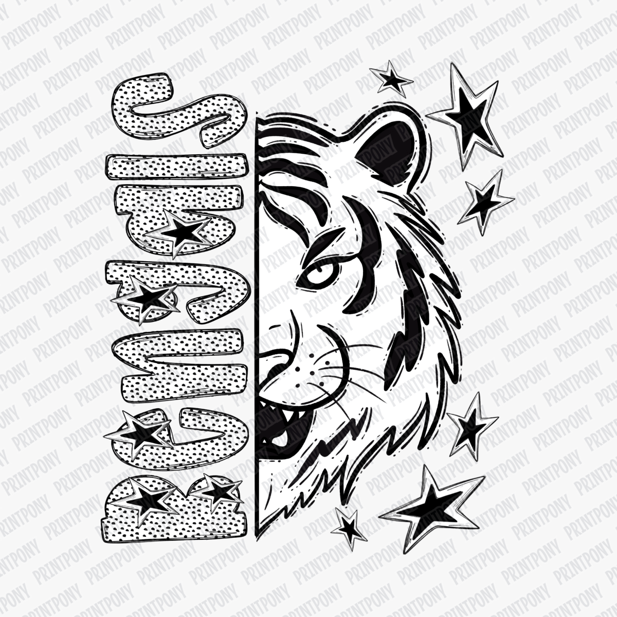 Bengals Dotted Mascot DTF Transfer - PrintPony™