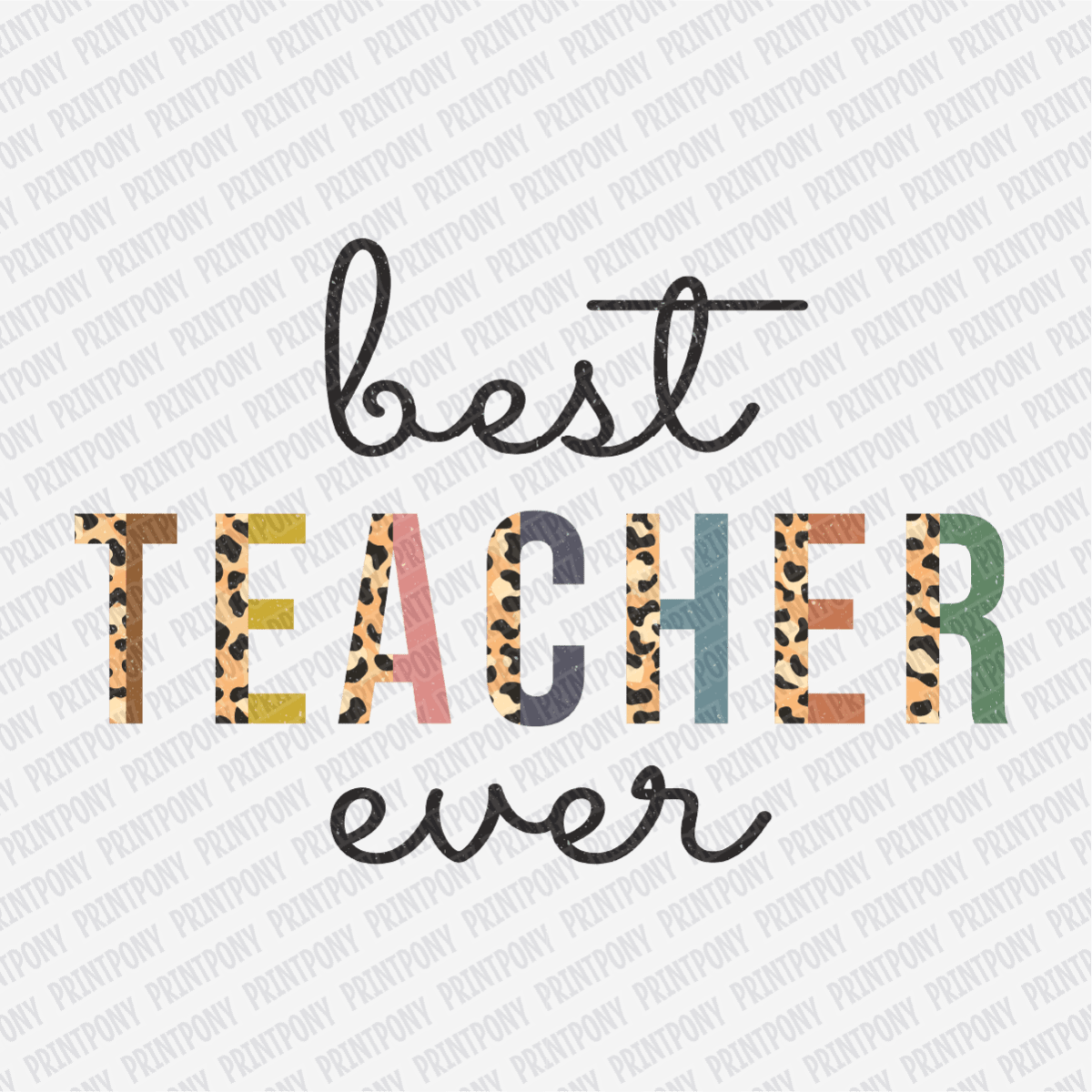Best Teacher Ever (Leopard Print) - DTF Transfer - PrintPony